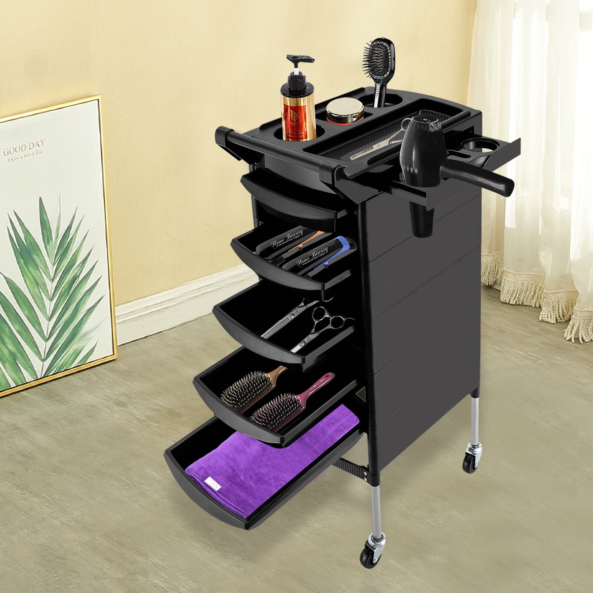 Salon Trolley Integrated Tool Tray and Polymer Stylist Cart
