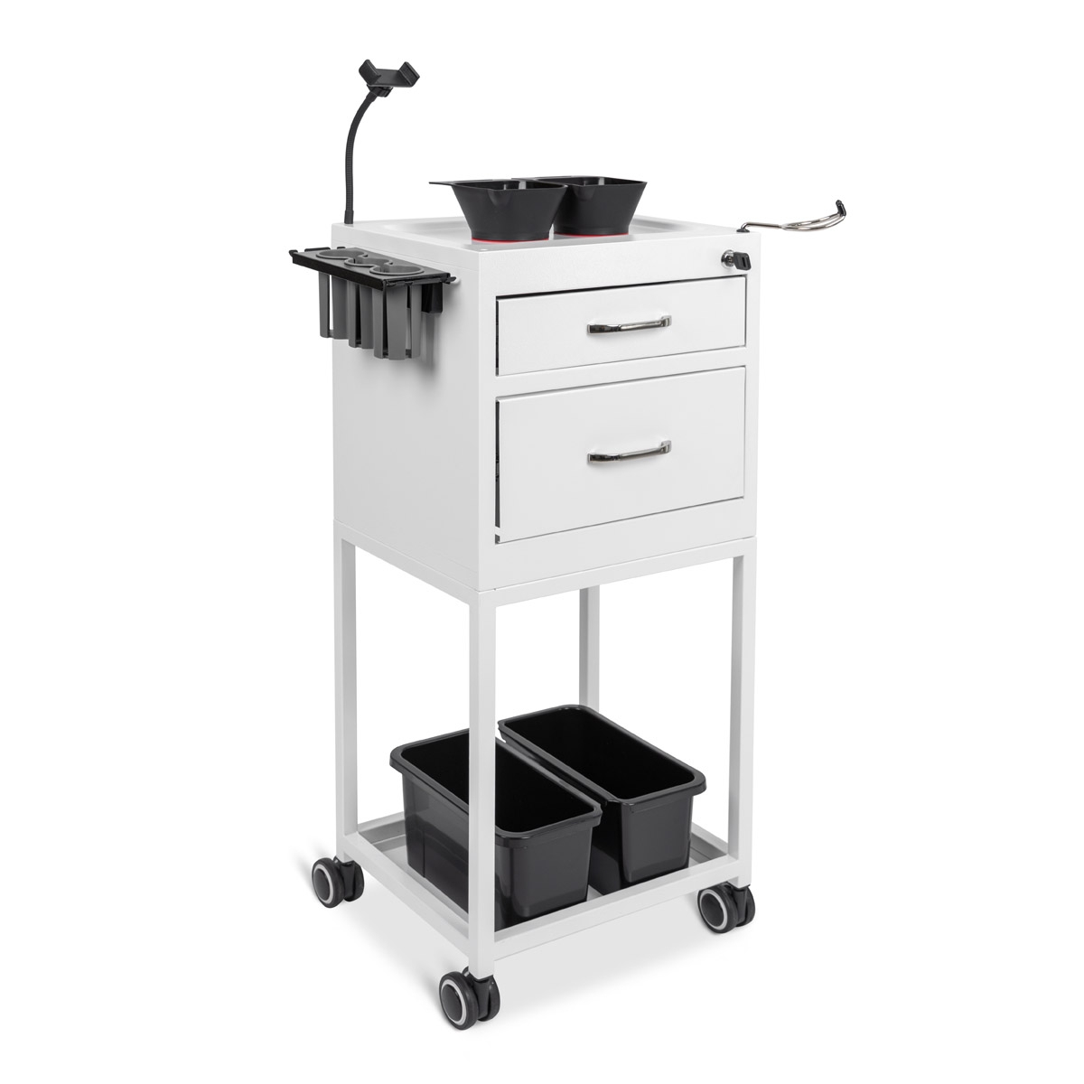 Salon Trolley Magnetic Color Bowls and White Workstation