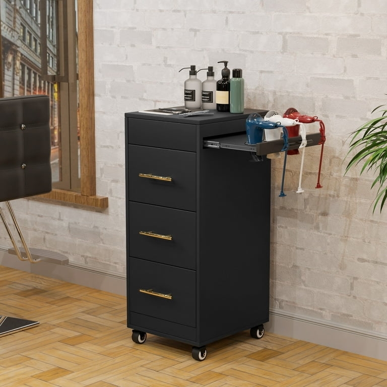 Salon Trolley Mobile Storage Station with Gold Hardware