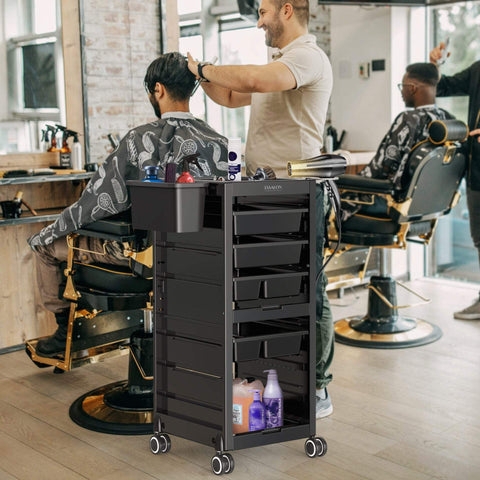 Salon Trolley Multi Drawer Capacity with Side Utility Bin