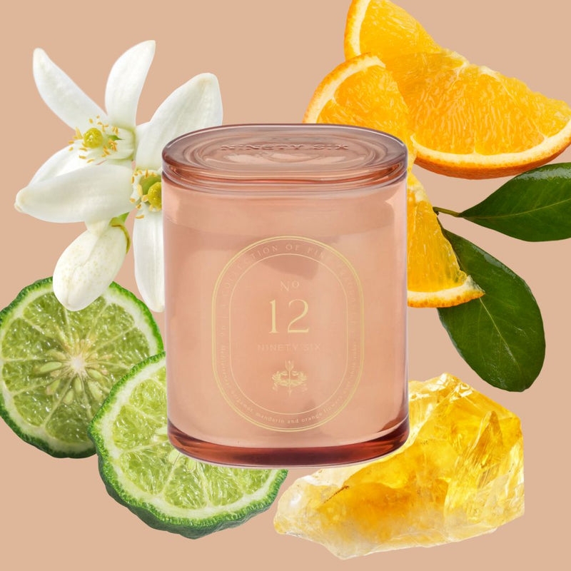 Scented Candle Peach Tinted Glass Numbered Collection Candle