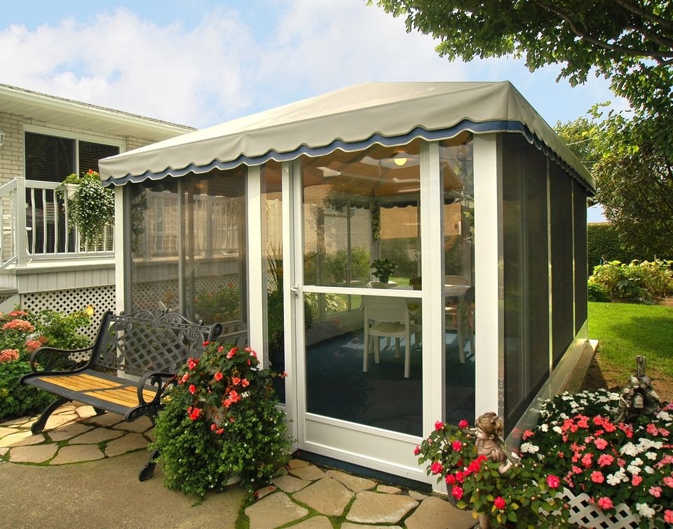 Screen Gazebo White Scalloped Valance Coastal Style Gazebo