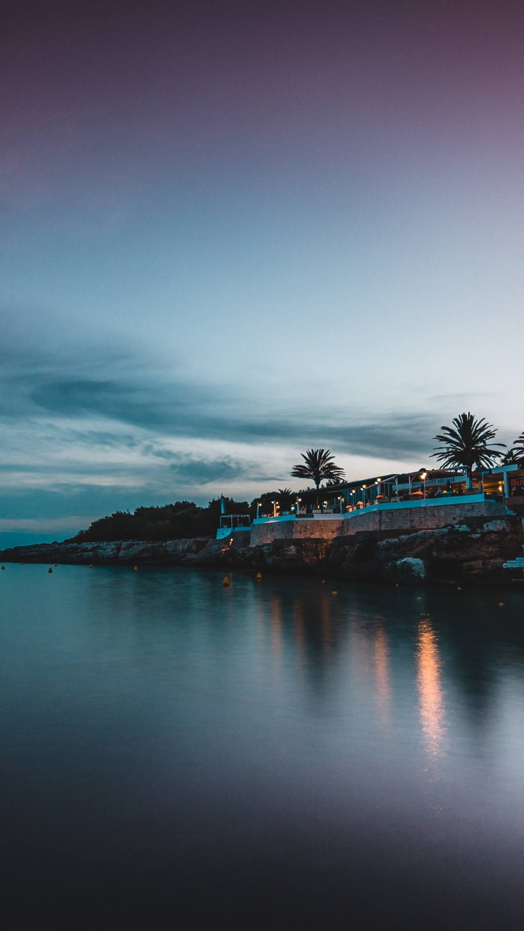 Seaside Terrace Twilight Lighting Coastal Dusk Photo