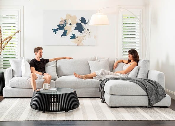 Sectional Sofa Chaise Lounge Slatted Coffee Table