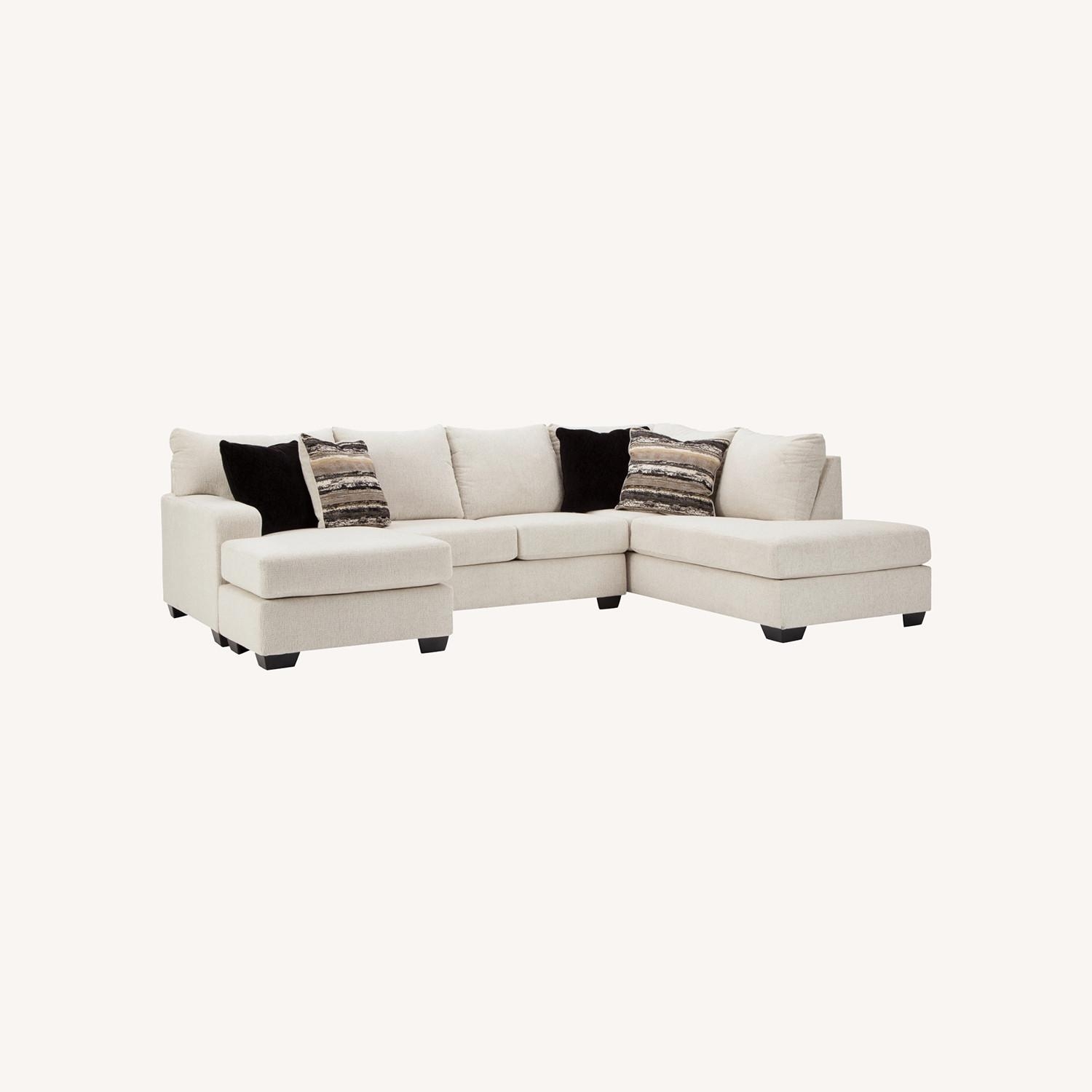 Sectional Sofa Cream Beige U-Shaped Design with Double Chaise