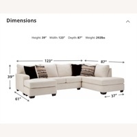 Sectional Sofa Creamy Beige Asymmetrical Chaises 123 Inch