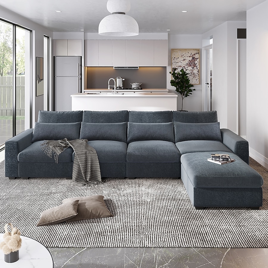 Sectional Sofa in 130 Inch Width with Reversible Chaise