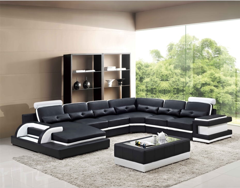 Sectional Sofa Integrated Armrest Table U-Shaped Set