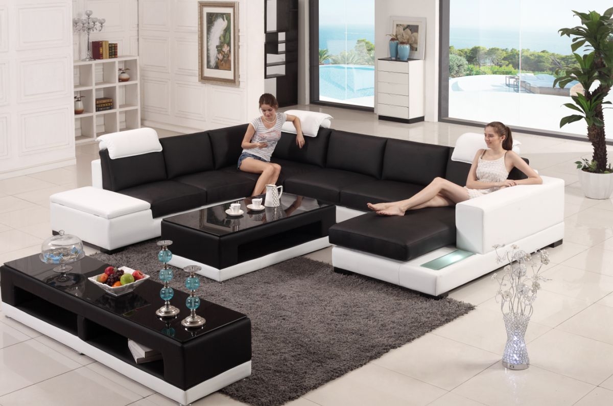 Sectional Sofa LED Accent Lighting Modular Seating