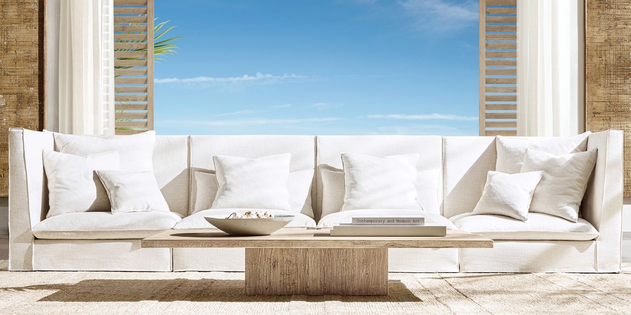 Sectional Sofa Low Profile and White Modular Sections