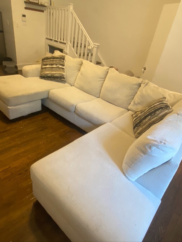 Sectional Sofa Off-White U-Shaped Layout with Large Chaise