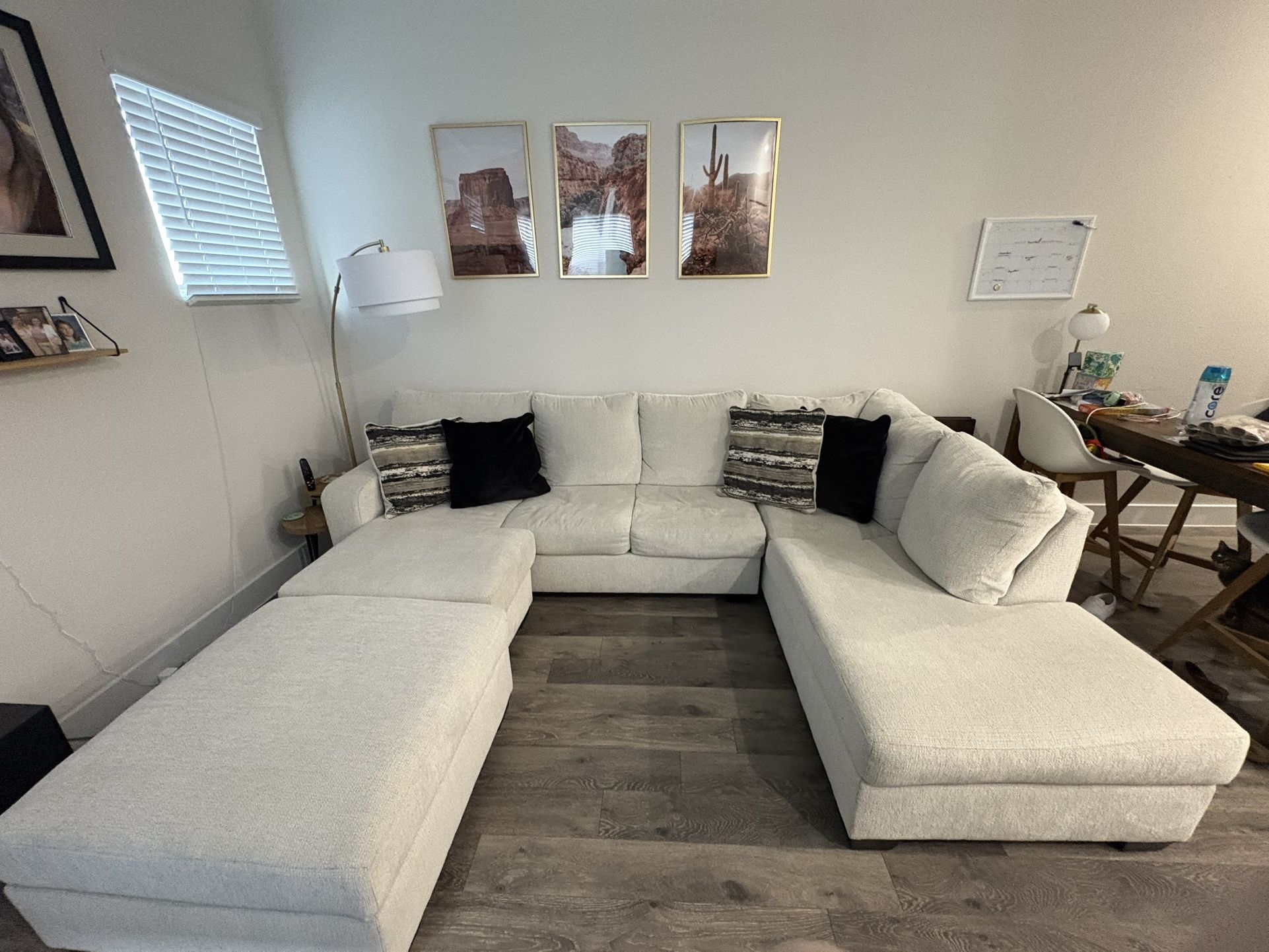 Sectional Sofa Oversized Seating and Off-White U-Shaped Layout
