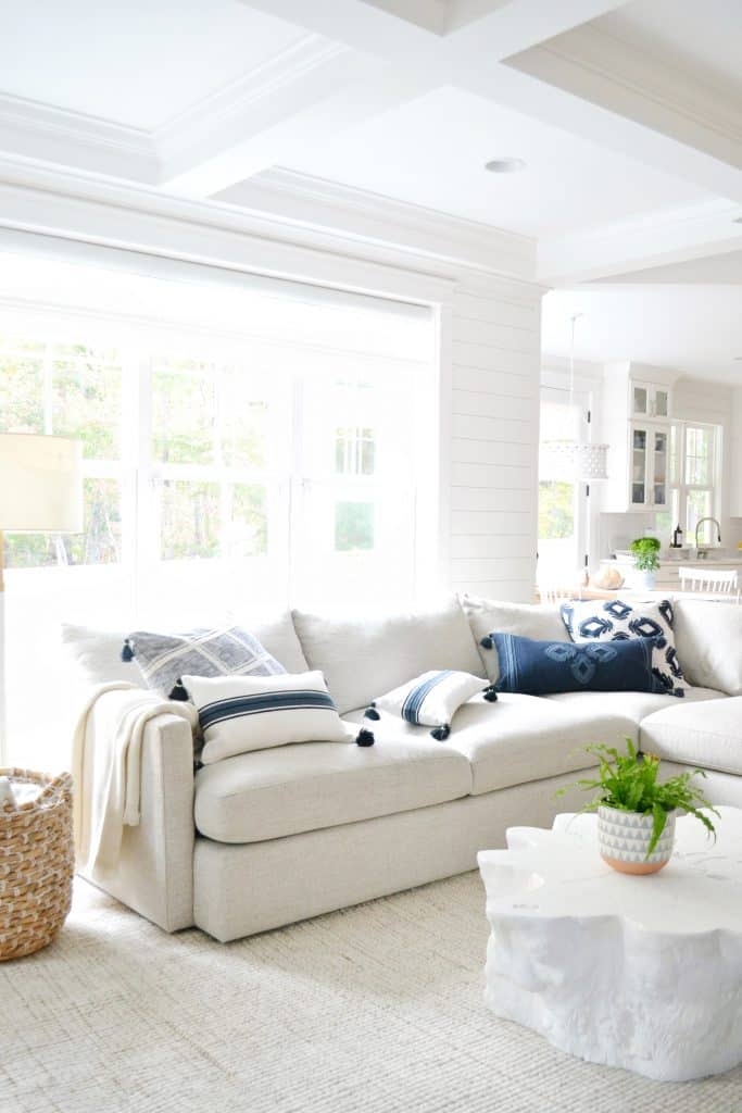 Sectional Sofa: Shiplap Backdrop Neutral Sectional Styling