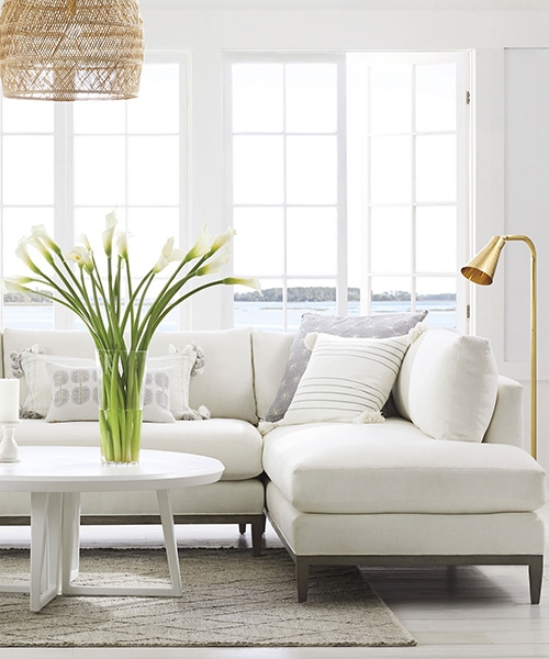 Sectional Sofa Tassel Pillows Modern Coastal Sectional Set