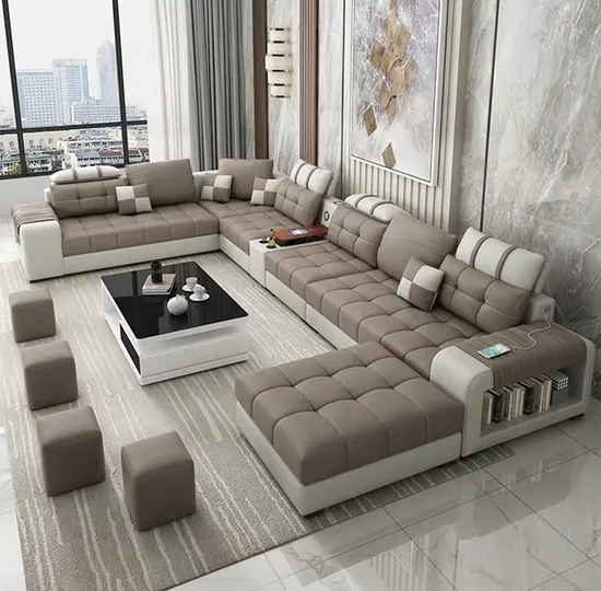 Sectional Sofa: Tech Integrated Armrest Built-In Shelf
