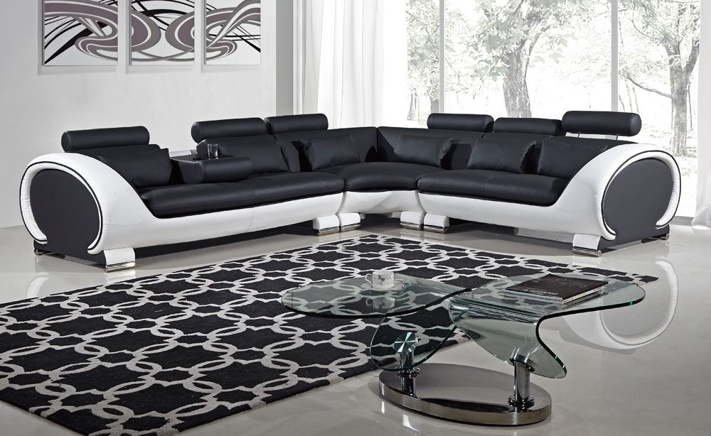 Sectional Sofa Two-Tone Frame Integrated Armrest Tray
