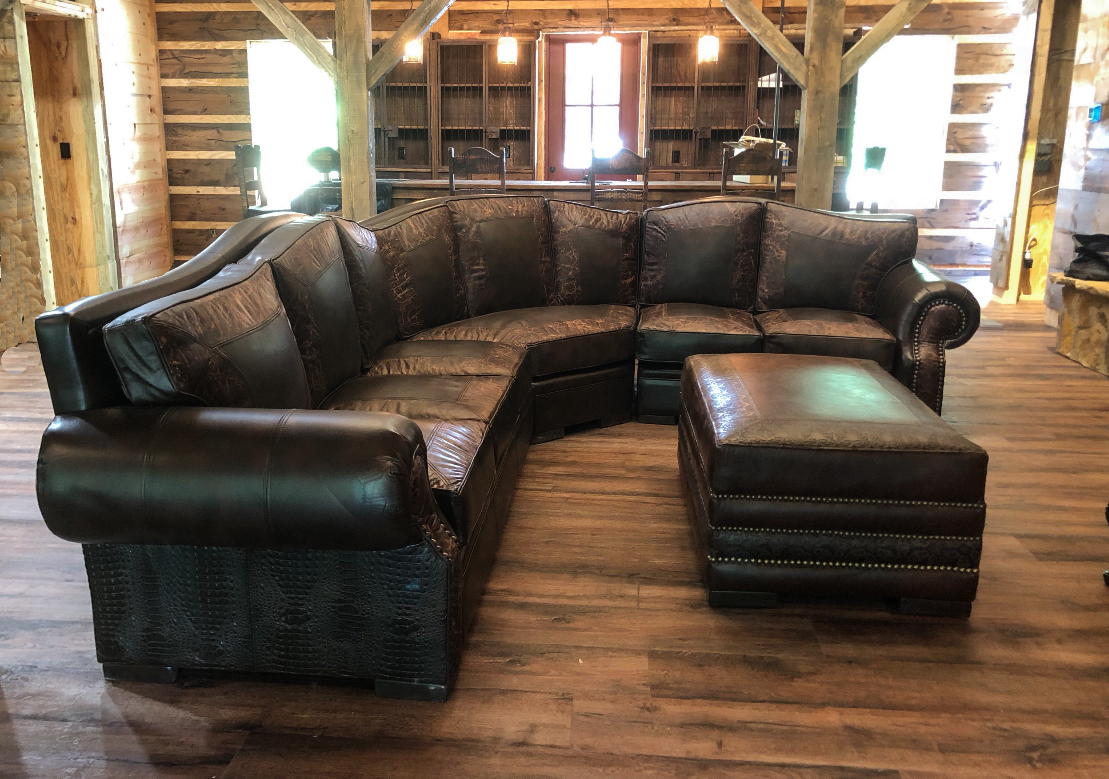 Sectional Sofa with Exotic Texture Chocolate Brown Sofa