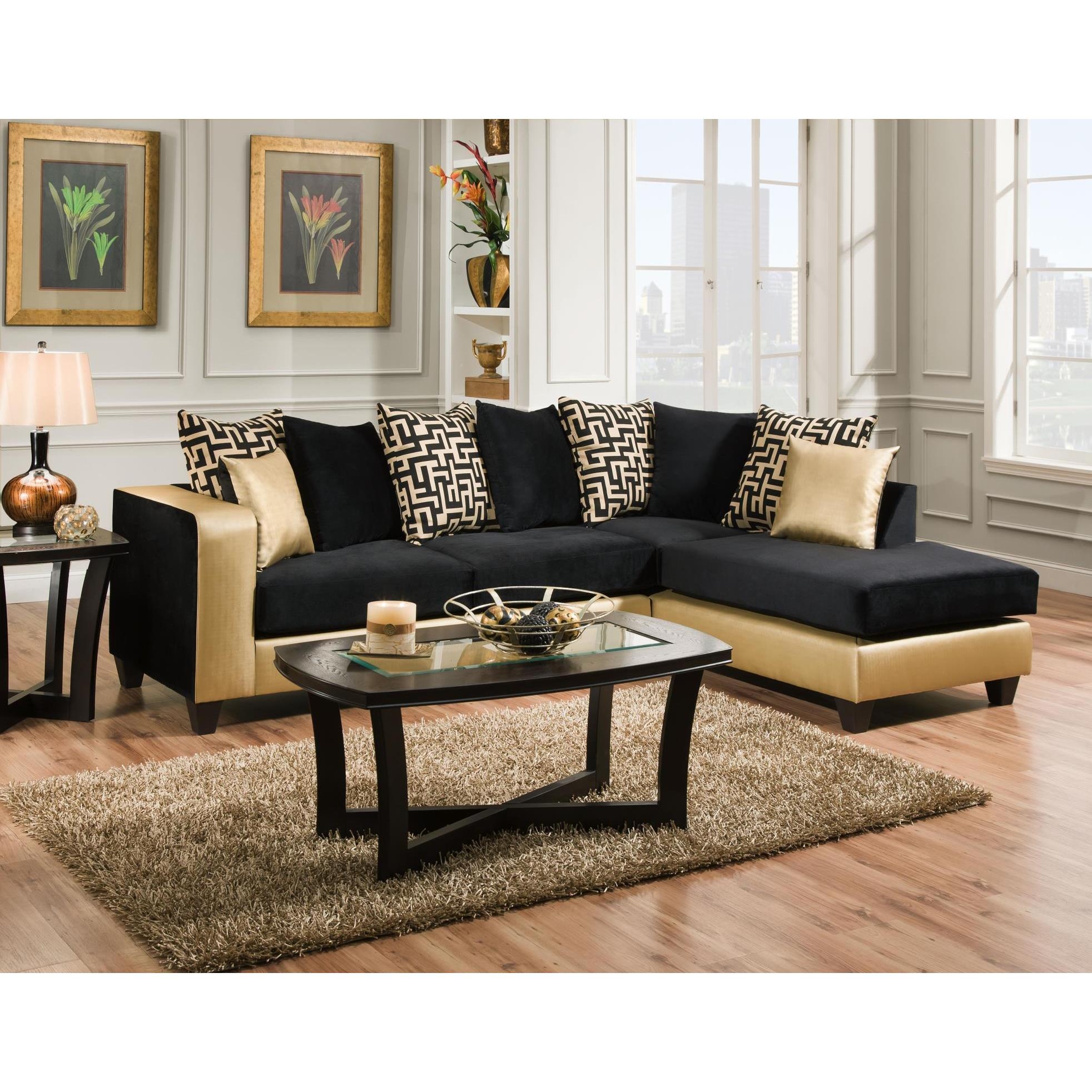 Sectional Sofa with Greek Key Pillows and L-Shaped Style