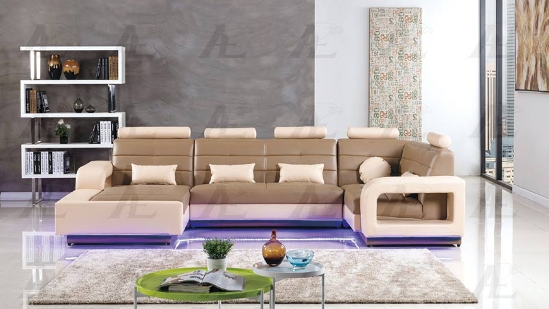 Sectional Sofa with LED Underlighting and Open Armrests