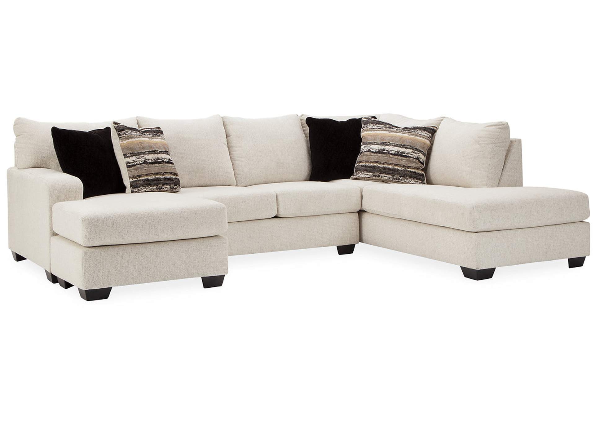 Sectional Sofa with Matching Ottoman and Block Feet in Beige