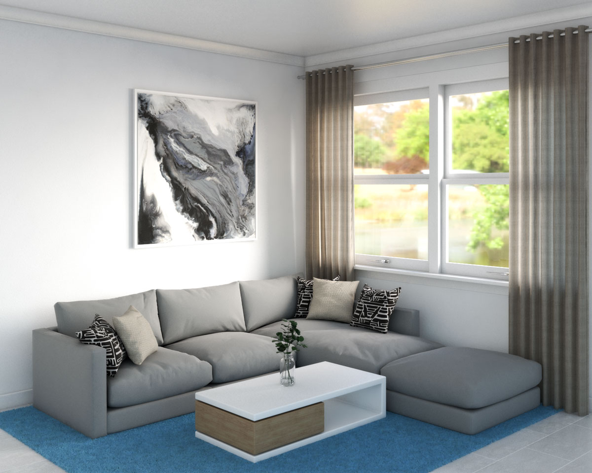 Sectional Sofa with Sky Blue Rug for Gray Sofa Styling Ideas