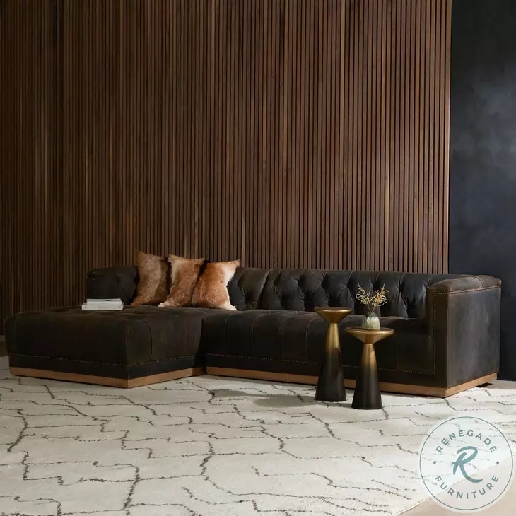 Sectional Sofa with Slat Wall Backdrop Industrial Luxe Room