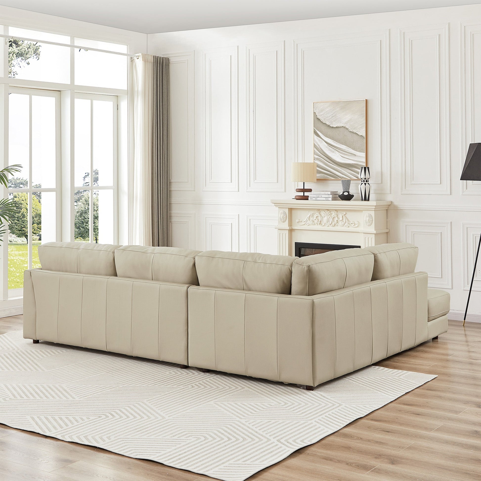Sectional Sofa with Vertical Stitching and Modular Sections