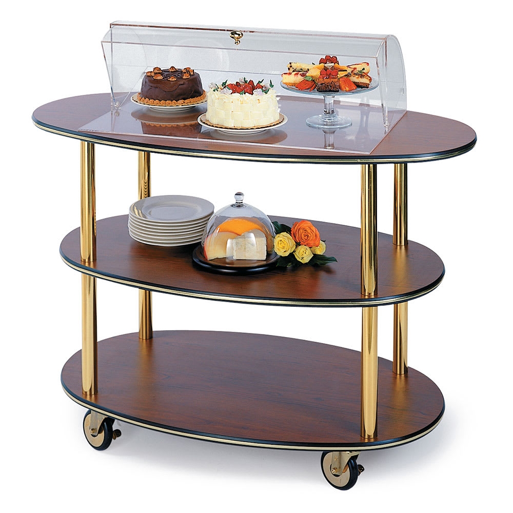 Serving Trolley with Gold Columns and Clear Pastry Dome