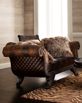 Settee with Carved Frame and Traditional Scroll Arm Design