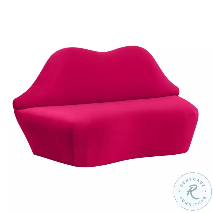Settee with Hot Pink Velvet and Sculptural Lip Shape