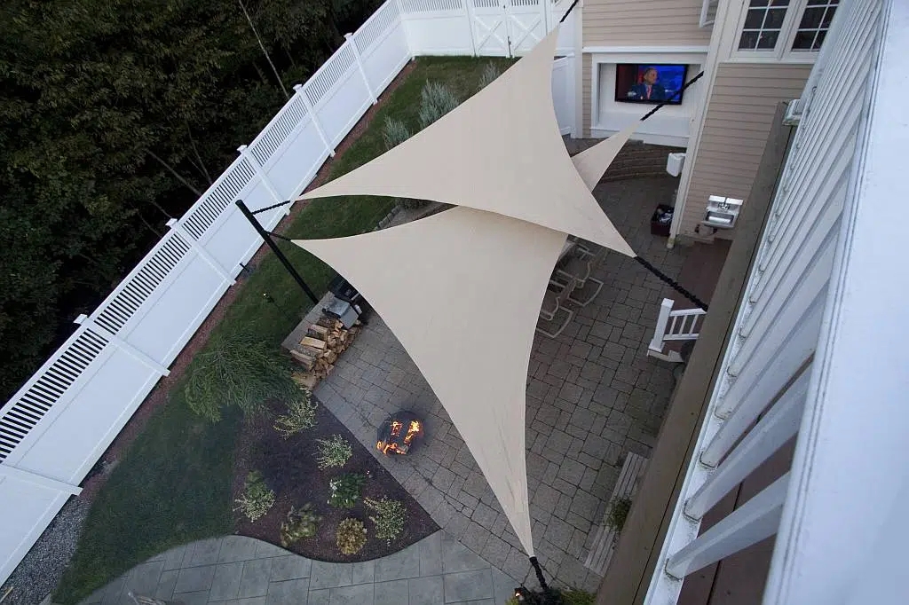Shade Sail Overlapping Triangles Outdoor TV Patio