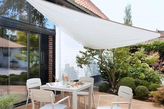 Shade Sail White Fabric Minimalist Terrace Design