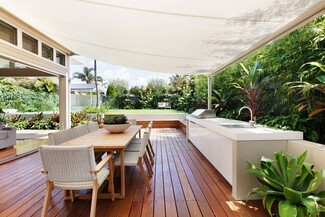 Shade Sail White Tensile Modern Timber Deck Dining