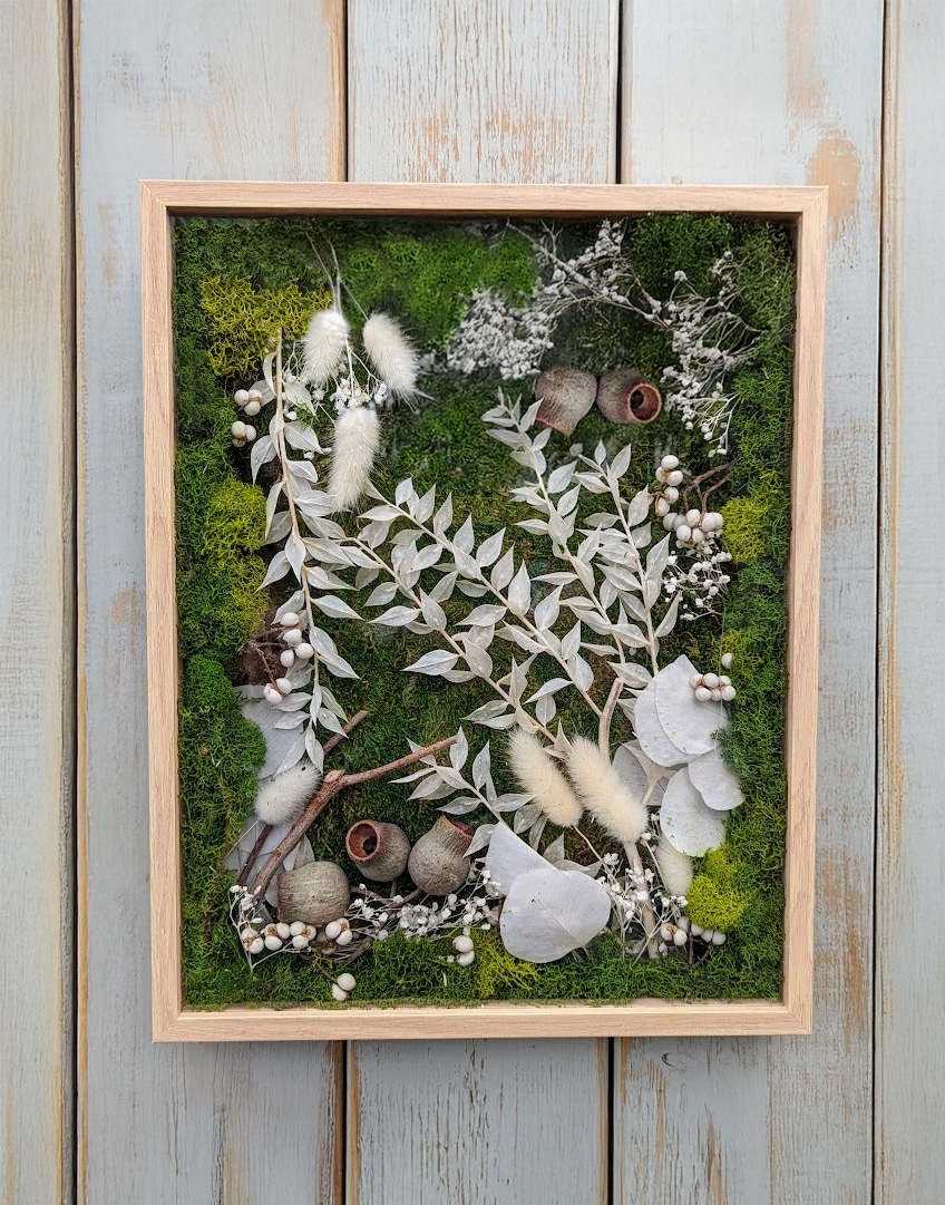 Shadow Box Wall Art featuring Botanical Moss and Preserved Greenery