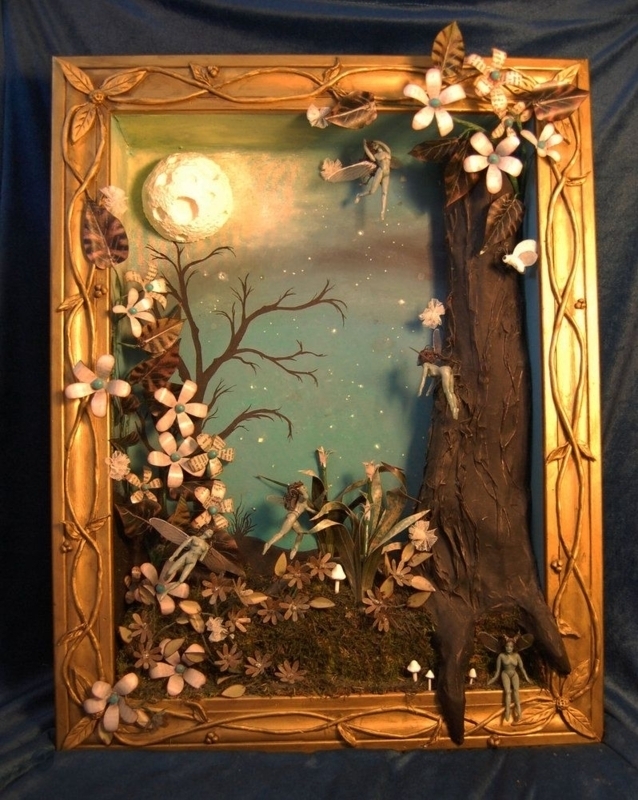 Shadow Box with Ornate Vine Frame for Whimsical Fairy Scenes