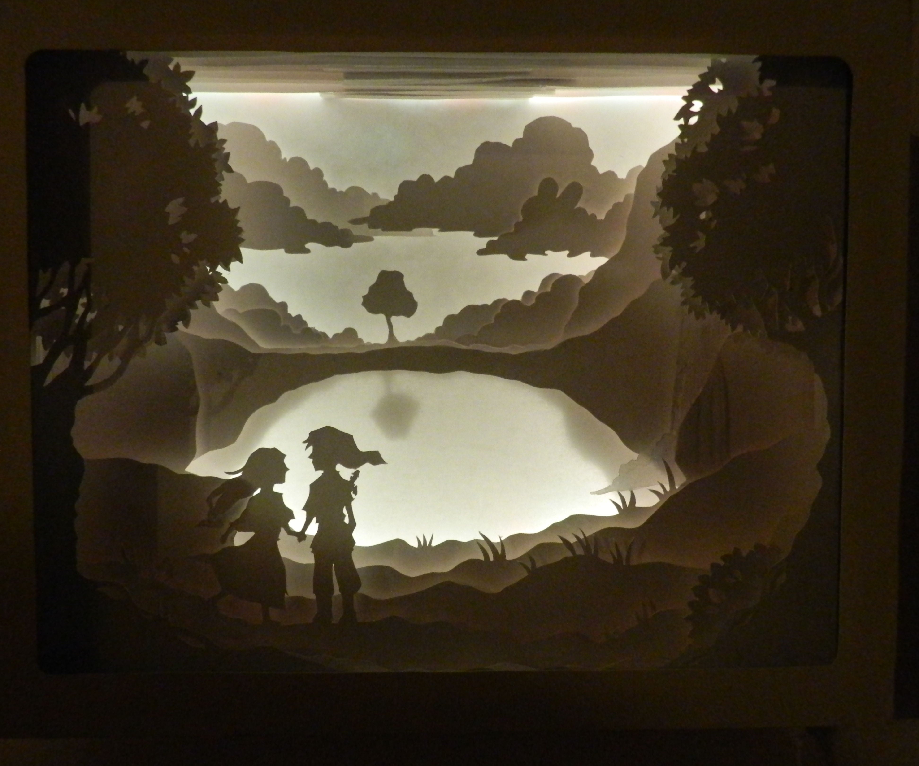 Shadow Box with Silhouette Art and Handcrafted Light Box