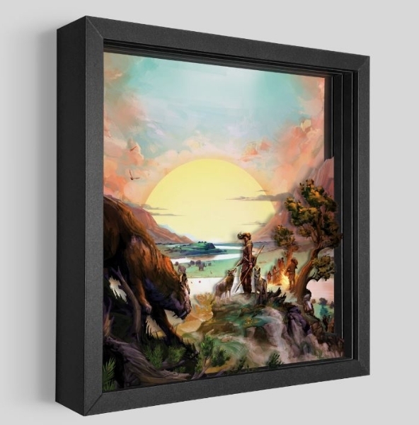 Shadowbox Art with Prehistoric Theme and Game Room Wall Art
