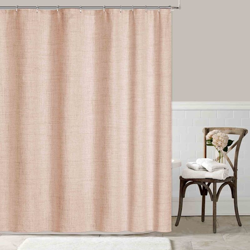 Shower Curtain Cross Hatch Linen Modern Farmhouse