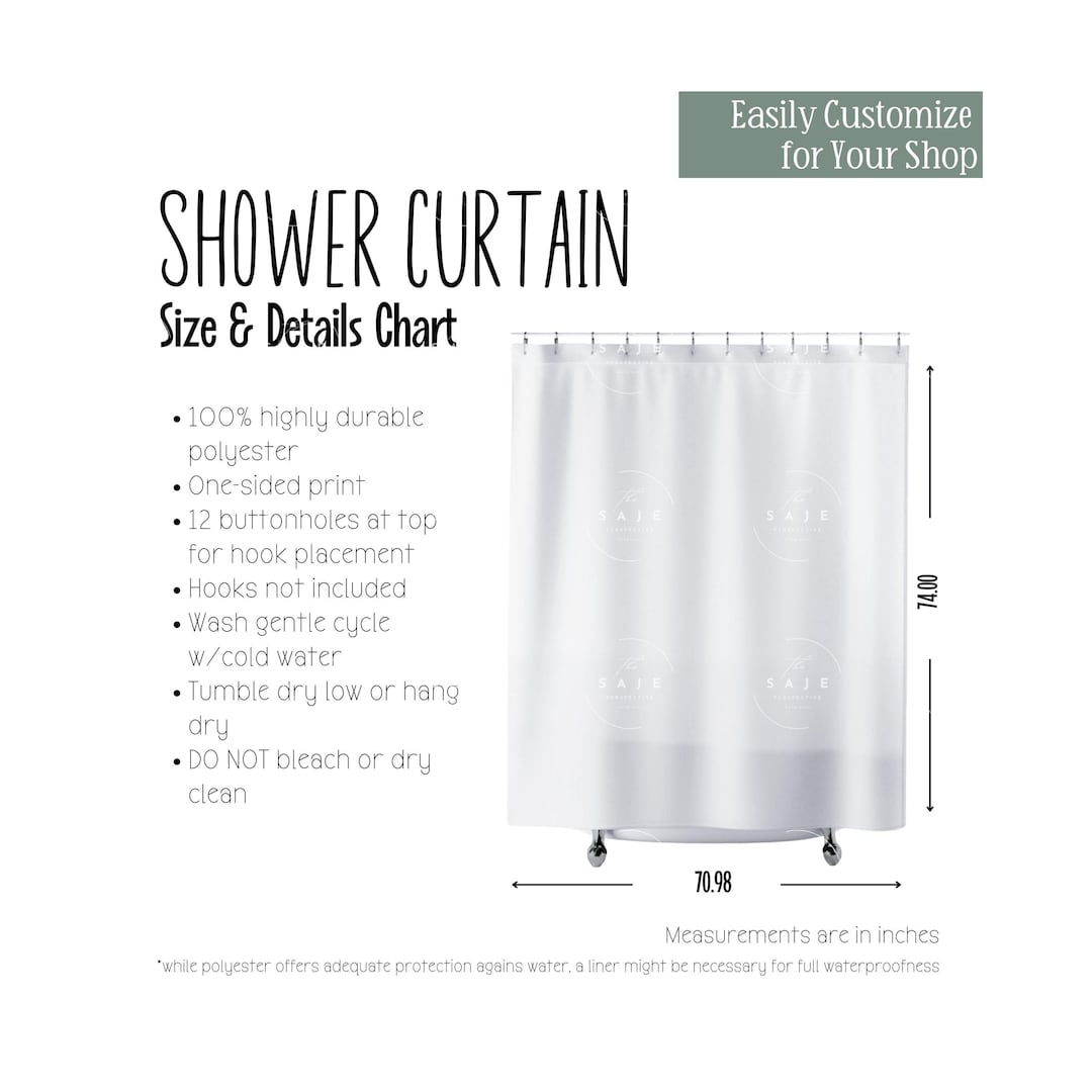 Shower Curtain Durable Polyester Machine Washable Bath Curtain