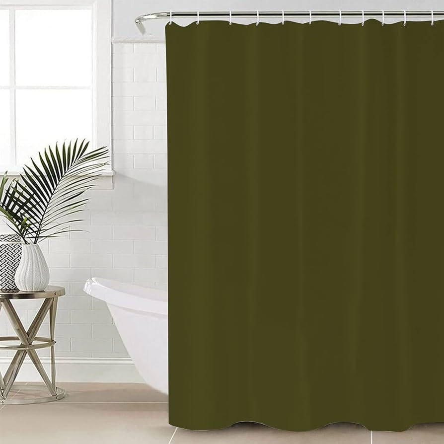 Shower Curtain in Solid Dark Olive Waterproof Fabric