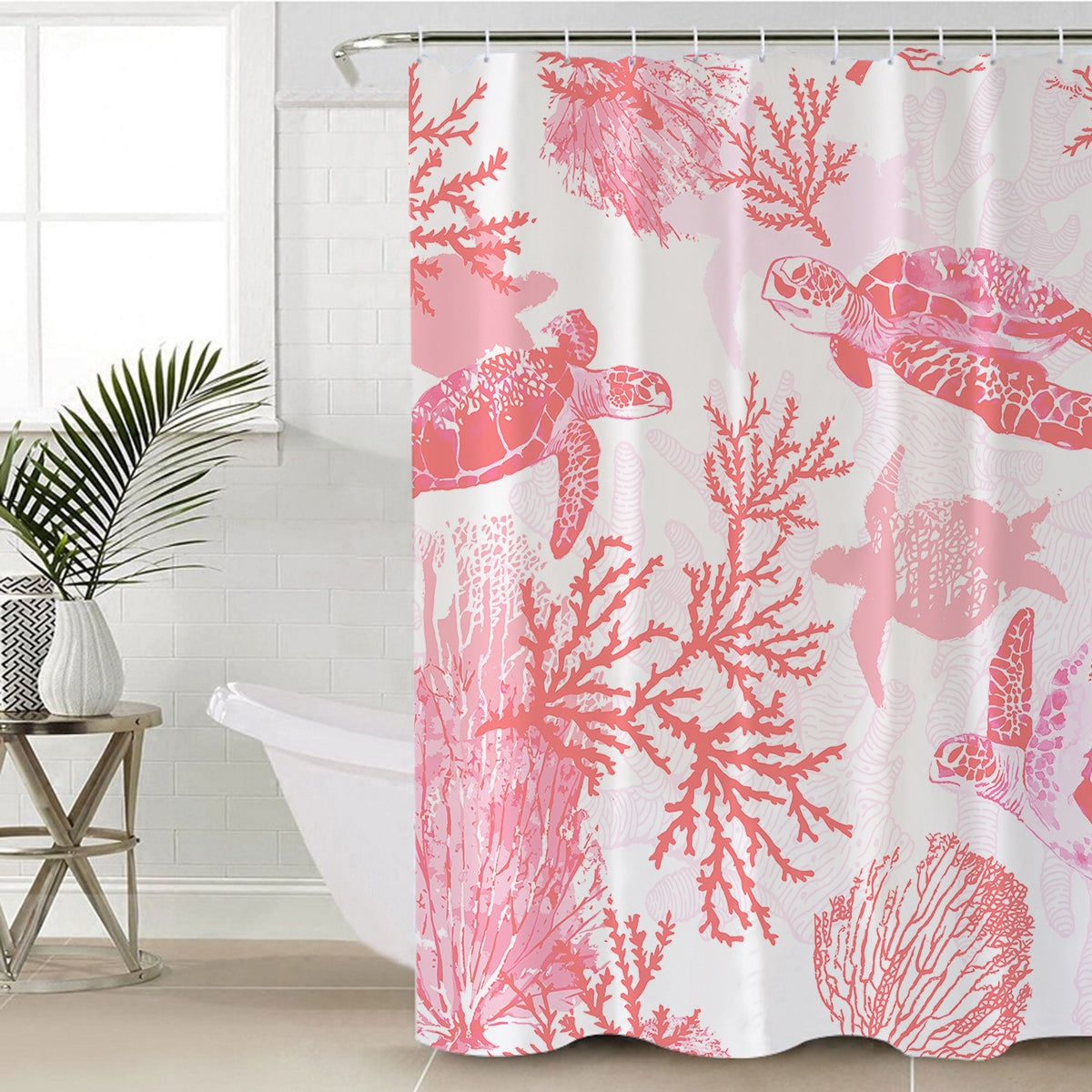Shower Curtain Sea Turtle Print Coastal Passion Style