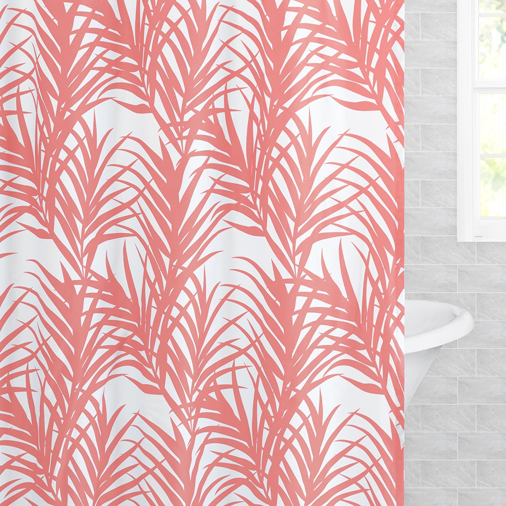 Shower Curtain Tropical Palm Print Botanical Bath
