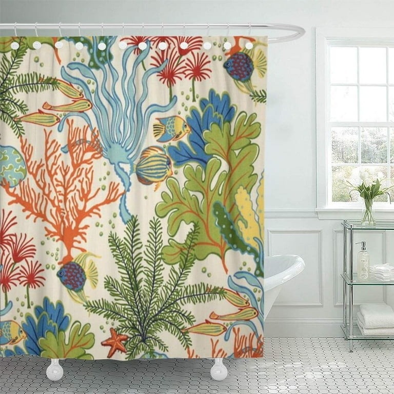 Shower Curtain Undersea Illustration Whimsical Art