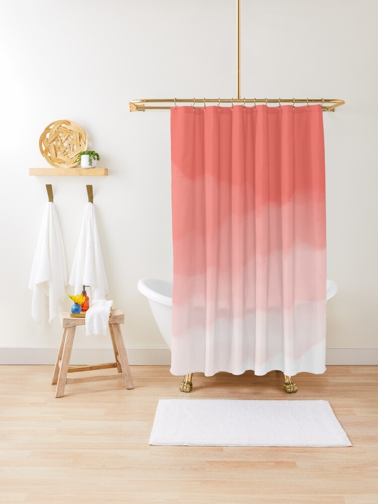 Shower Curtain Watercolor Ombre Living Coral Wash Art