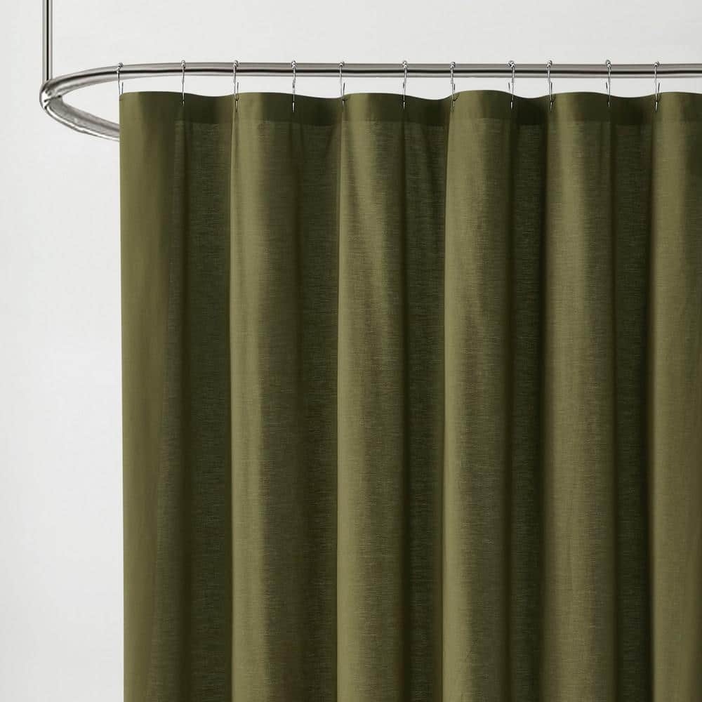 Shower Curtain with Horizontal Weave and Metal Rings