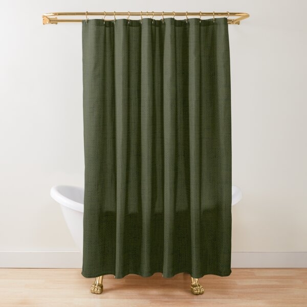 Shower Curtain with Micro Textured Dark Olive and Brass