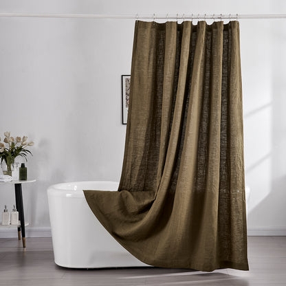 Shower Curtain with Slubby Texture and Ring Top Header