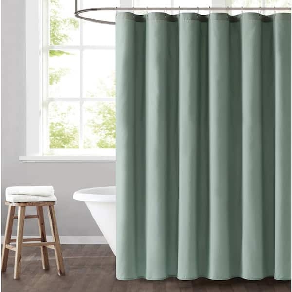 Shower Curtain with Vertical Folds in Sage Microfiber