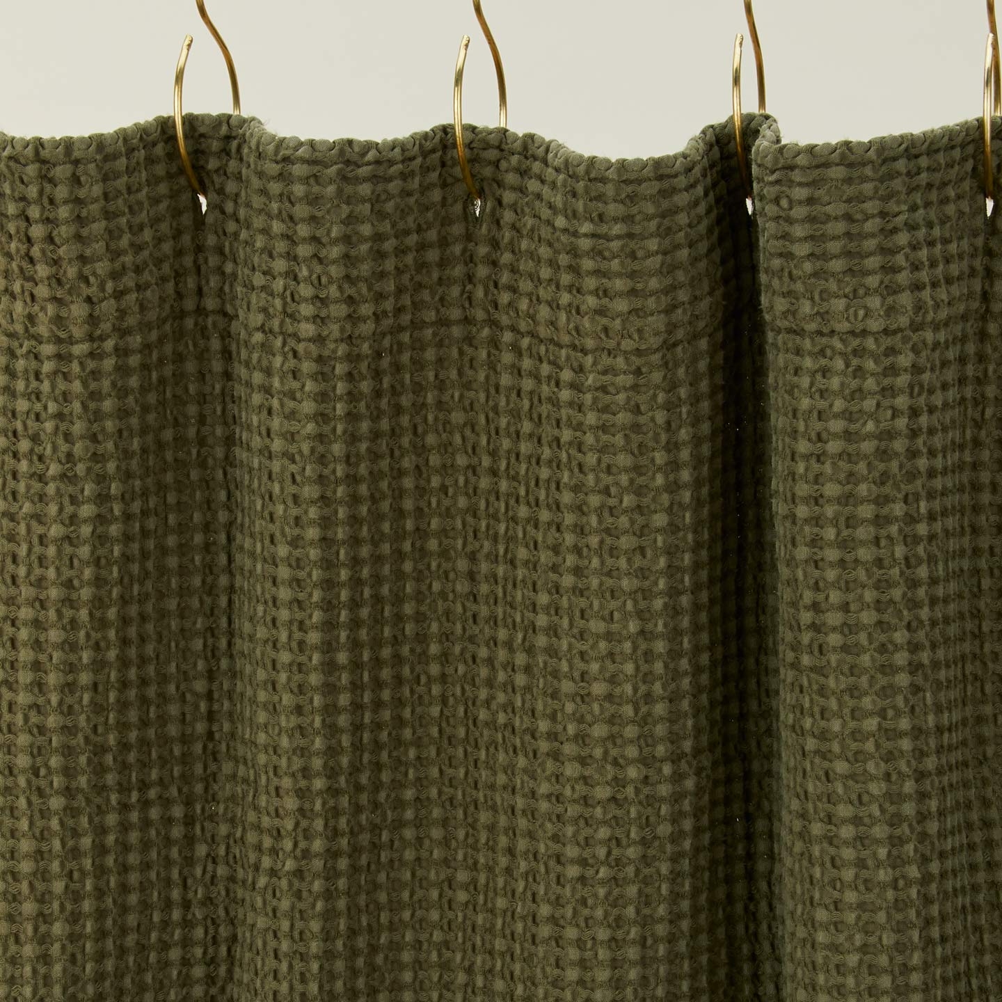 Shower Curtain with Waffle Texture and Circular Hooks