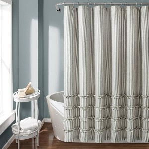 Shower Curtain Yarn Dyed Fabric Tiered Ruffles Farmhouse